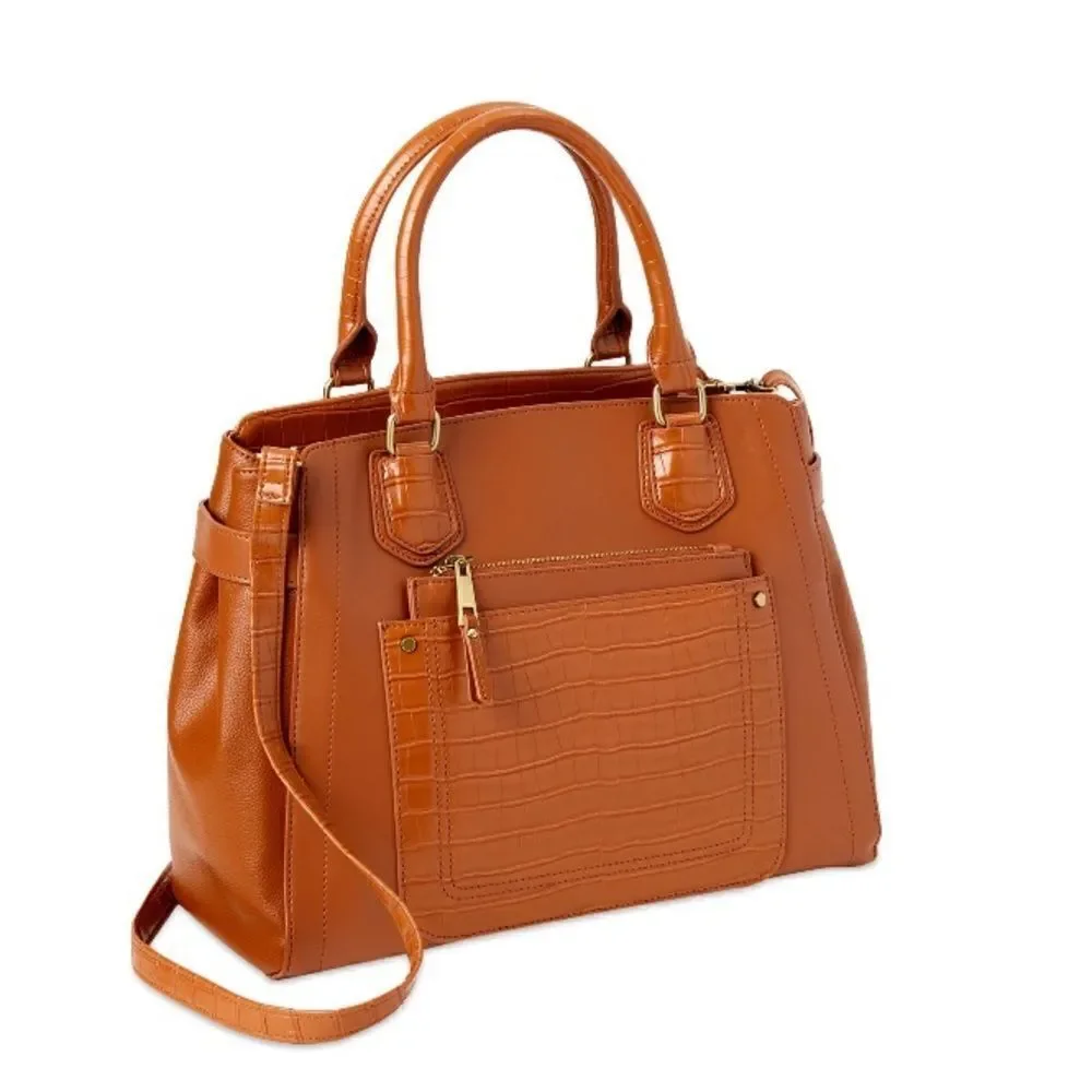 Cognac Satchel Handbag